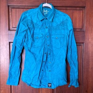 Wrangler Rock 47 Blue/Green Western Shirt vintage look